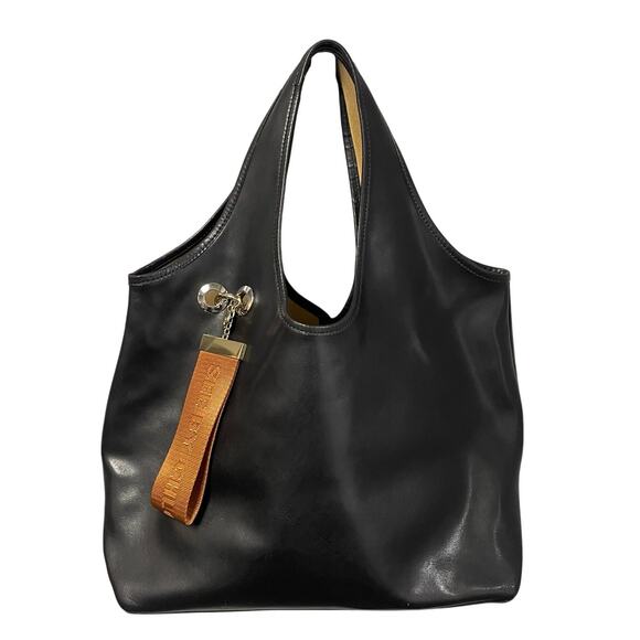 See By Chloe Jay Large Logo Tag Leather Tote Handbag Black AS IS - Picture 2 of 11